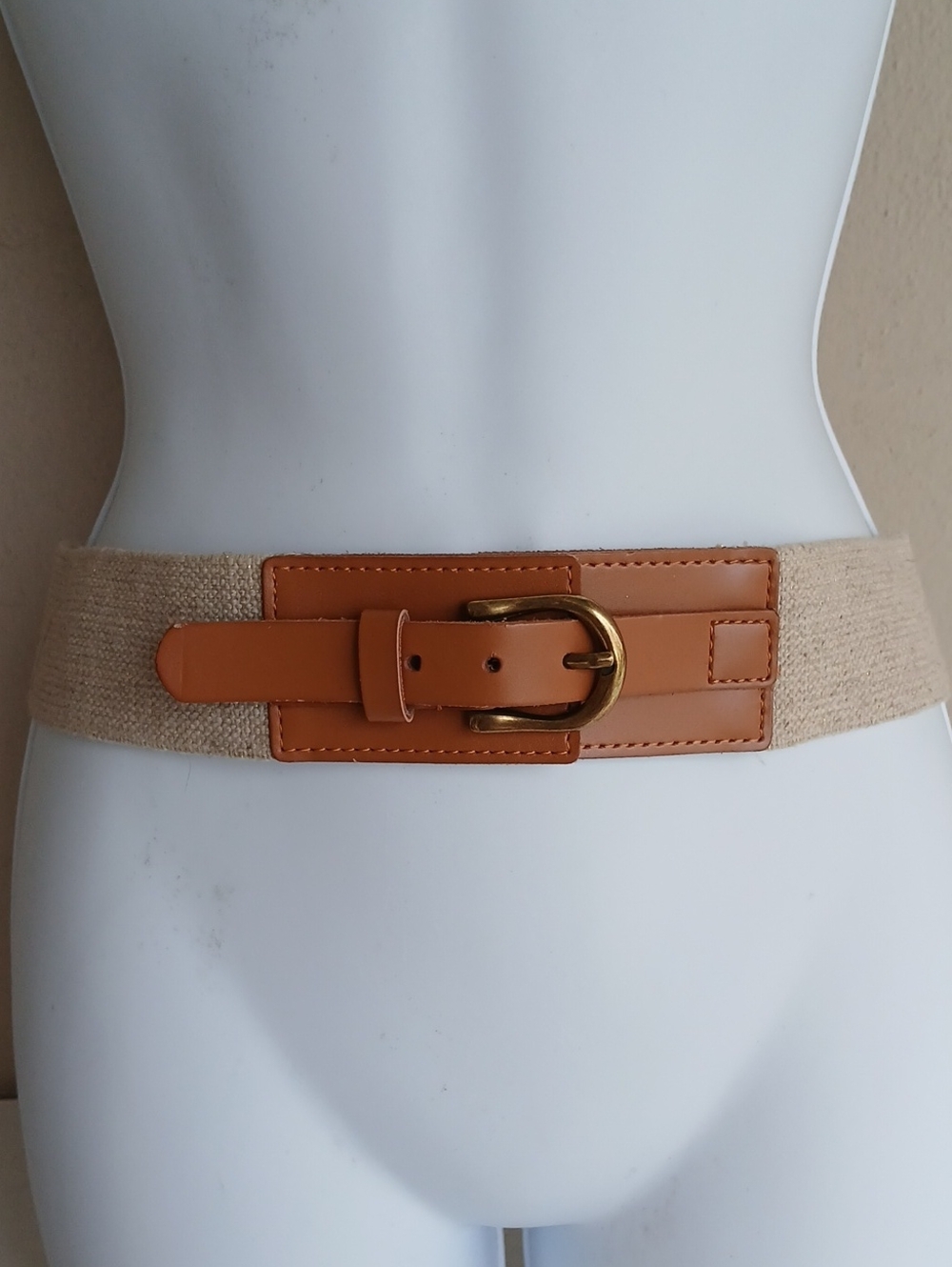 Loft Belt Elastic Stretch Adjustable Brown Leather Small Medium